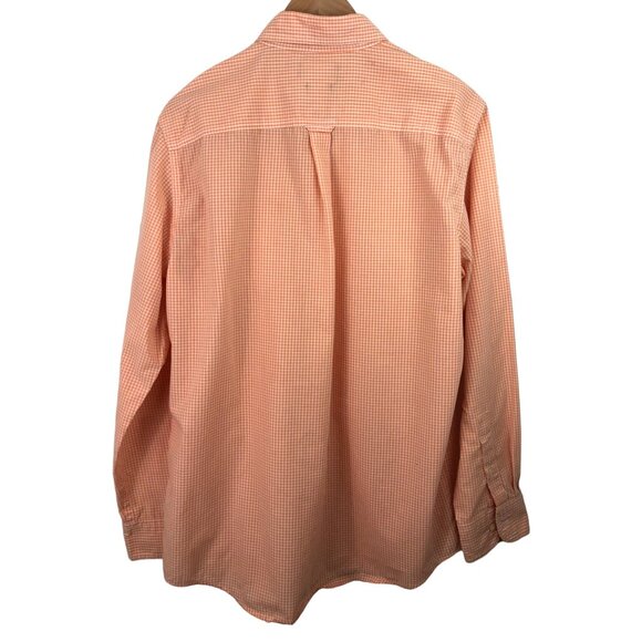 Chaps Mens Size Medium Orange/White Check Long Sleeve Button Up Shirt - Picture 2 of 10